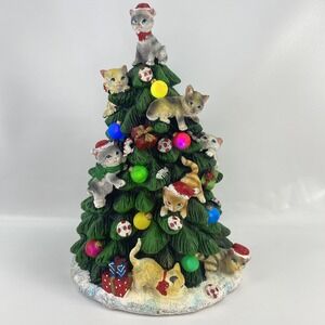 Light Up Tabletop Christmas‎ Tree Kitty Holiday Decor Lakeside Collection FLAWED